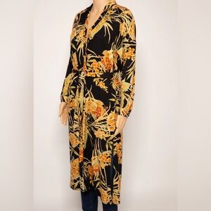 Zara Black and Yellow Floral Duster Dress